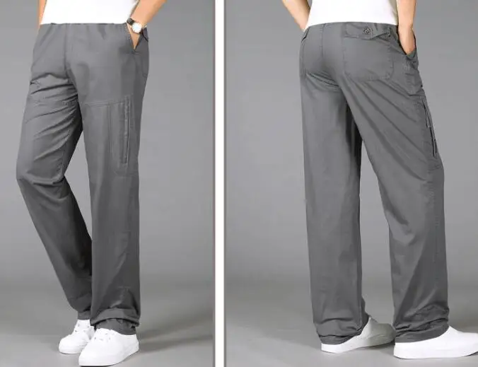 Брюки-карго мужские с эластичным поясом повседневные хлопковые мешковатые штаны