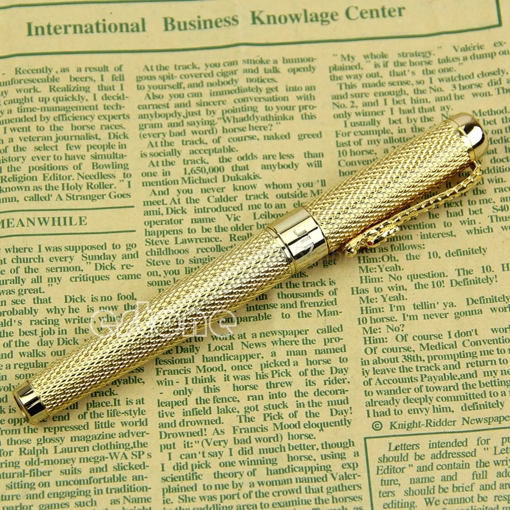 Лучший Noblest Jinhao 1200 Дракон Клип Шариковая ручка Полный Золотой канцелярские