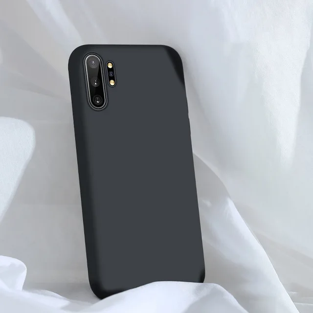 Black Note10 чехол жидкий мягкий, силиконовый, из ТПУ чехол для samsung Galaxy Note 10 Plus Note10Plus Note10+ Not 10 Plus 10+ Coque Fundas - Цвет: Black