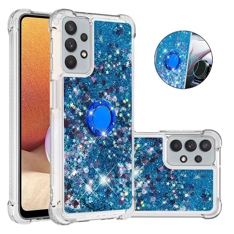 

For Samsung Galaxy A32 5G Case Fashion Glitter quicksand Soft Silicone With ring Shockproof Cover For Samsung A32 5G Phone Case