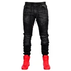 Джинсы-Карандаш мужские стрейчевые, Классические повседневные брюки в полоску, с карманами, европейские, большие размеры, черные синие, весна 2021