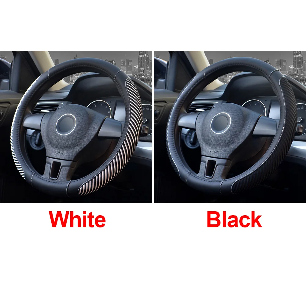 

Easy Installation Universal Fit Interior Odorless Anti-slip Steering Wheel Cover Warm Breathable Microfiber Leather Decorations
