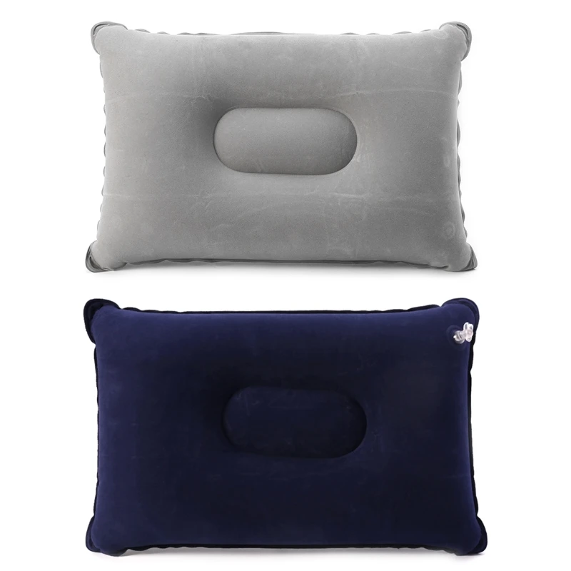 

Folding Flocking Air Inflatable Pillow Camping Travel Airplane Sleep Cushion Pad E5BD