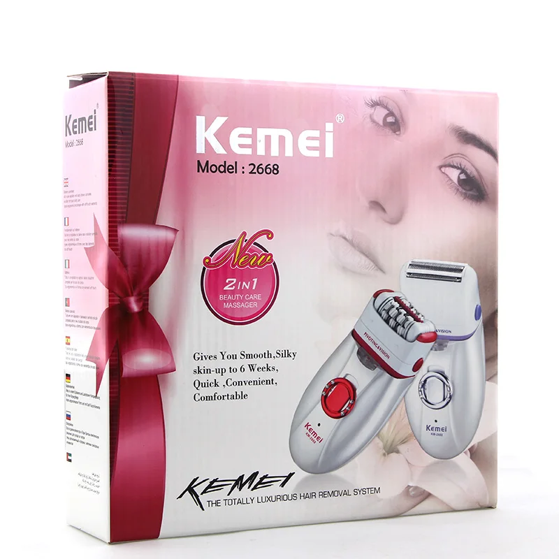 

Kemei 2 in 1 Epilator Electric Shaver Defeatherer Depilatory Rechargeable KM-2668 Hair Remover Female Body face Underarm