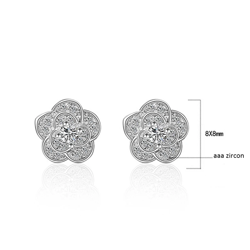 

Utimtree Elegant 925 sterling silver Womens Cubic Zirconia Earrings Jewelry Simple Flower Shape Stud Earring for Wedding Gift