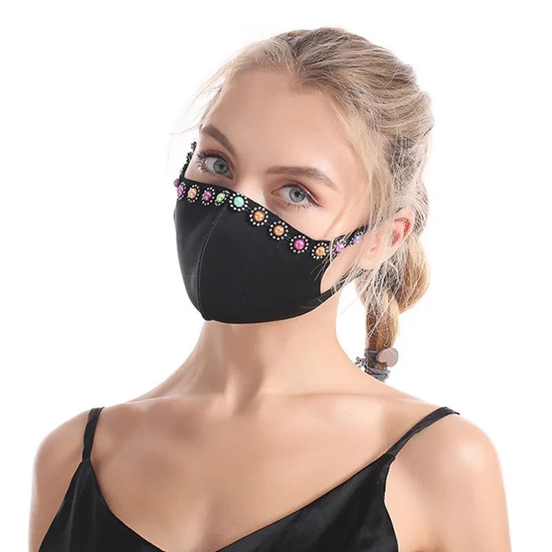 Разноцветные стразы для взрослых и девушек черная хлопковая маска аксессуары
