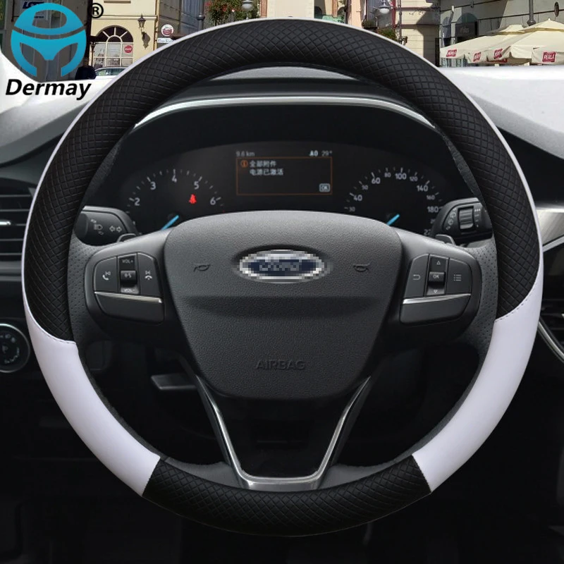 for ford fiesta 2000 2020 car steering wheel cover fiesta mk7 4 5 6 leather anti slip 100 dermay brand auto accessories free global shipping