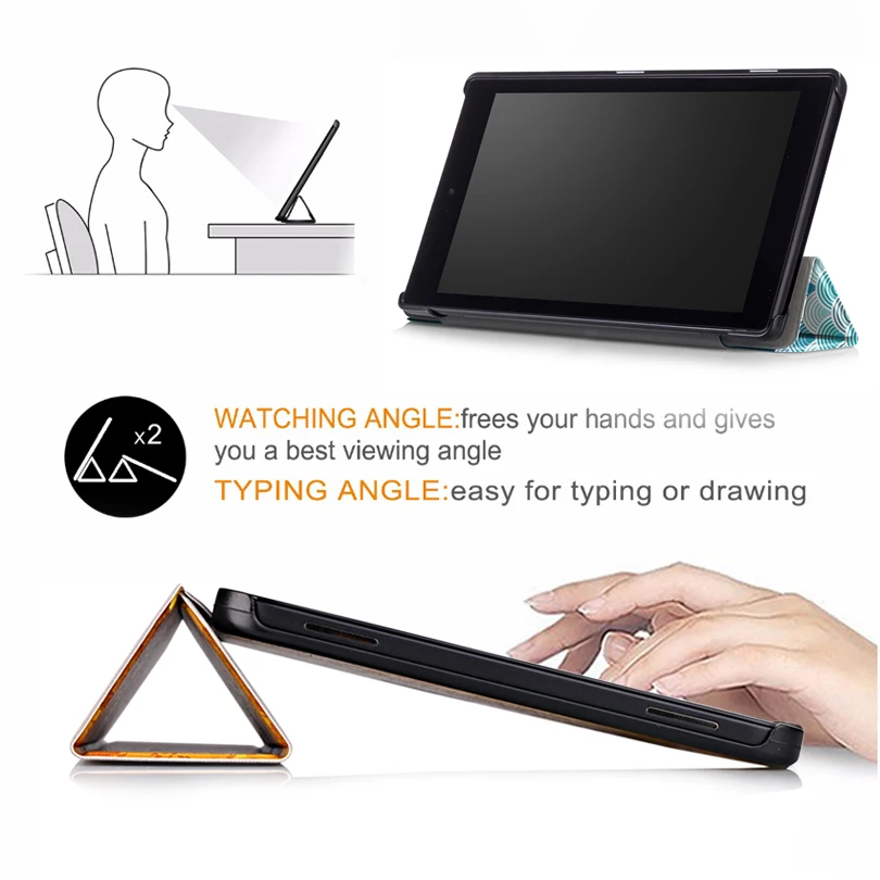 Тонкий магнитный складной чехол для Kindle New Fire HD8 HD 8, защитный чехол для планшета+ пленка+ стилус