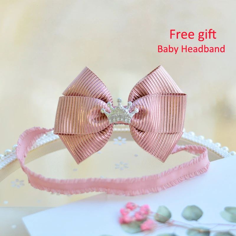 

Baby Girls Long-sleeved Lace Stitching and Washing birthday party Dress Infant Bowknot Beaded Toddler Dress Free Gift For 0-24M