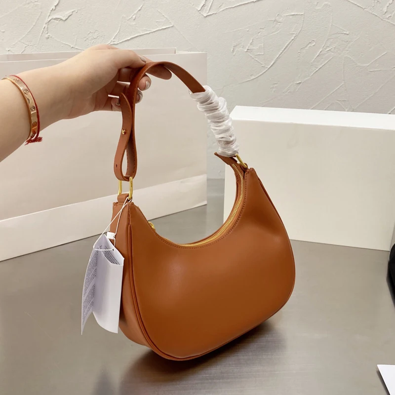 

Genuine Leather Crescent Bag Fashion High Quality Luxury Women's Bag Trends Girl Big Logo Shoulder French Cow Leather Handbag