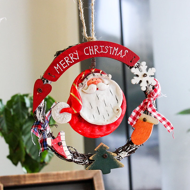 Плетеная гирлянда из ротанга Рождественский венок подвесное украшение для двери