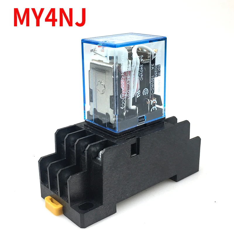 1 шт. MY4NJ электронное Микро Мини электромагнитное реле 5A 14PIN катушка 4DPDT с PYF14A цоколь DC12V 24 В AC110V 220 В светодиодный