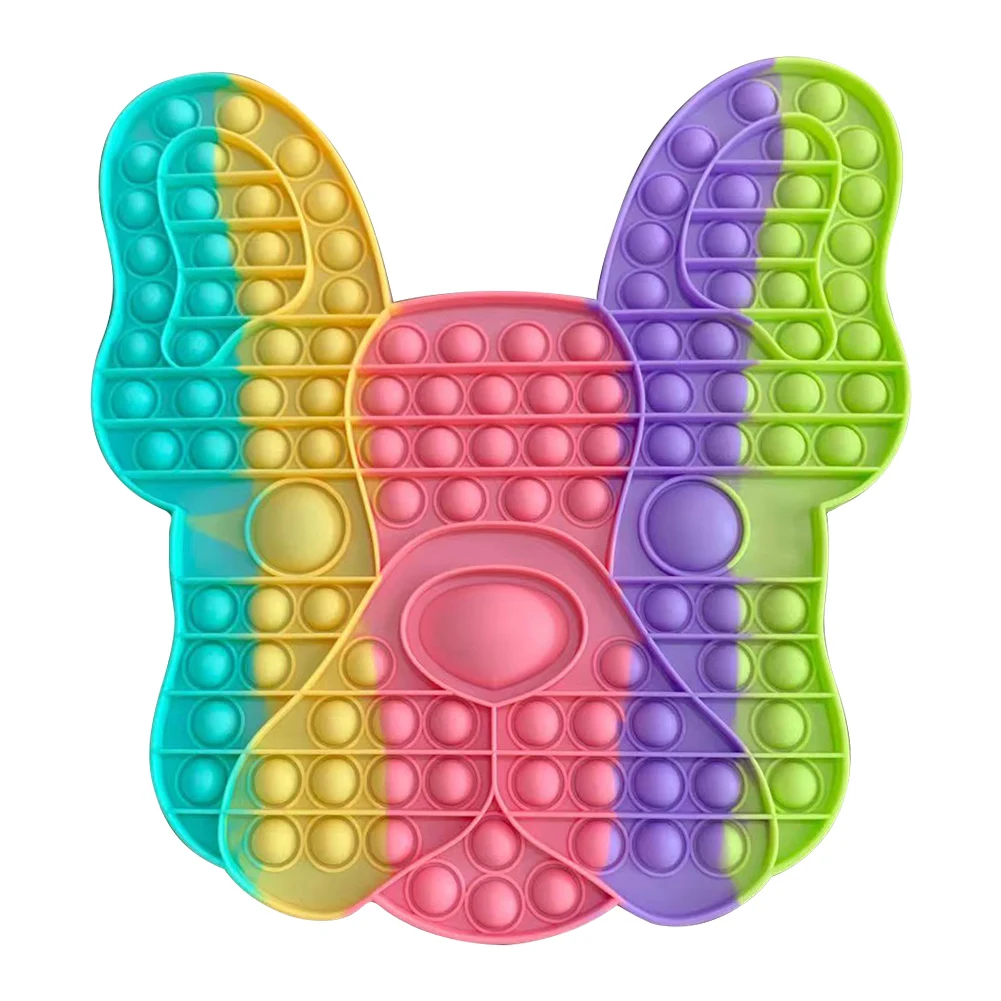 

French Bulldog Rainbow Colors Silicone Push Bubble Sensory Fidget Anti-Stress Toys Adult Children Reliver Stress Autism Toy Gift
