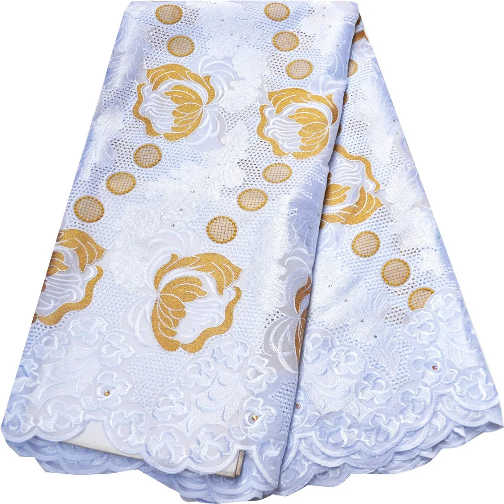 

Heavy Eyelet White Cotton African Swiss Voile Lace High Quality 5 Yards Embroidery Nigerian Wedding dress lace fabric SW-757