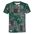 Футболка с электронным чипом в стиле хип-хоп для мужчин и женщин, стильная футболка с 3D-принтом машинки, с коротким рукавом, в европейском и американском стиле, оверсайз