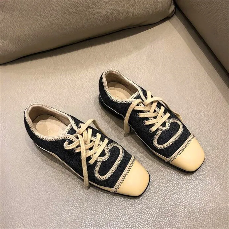 Обувь на низком каблуке лоферы шнуровке женская офисная обувь повседневная