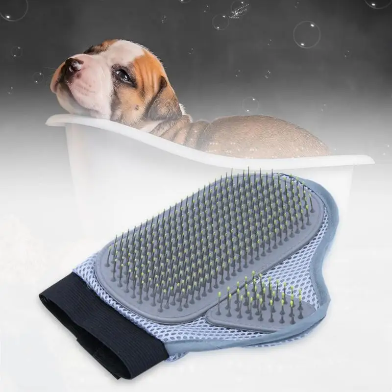 Dog Cat Grooming Bath Brush Glove TPR Gray Deshedding Comb Palm Shaped Cleaning Massage Mitt Pet Nursing Supplies | Дом и сад