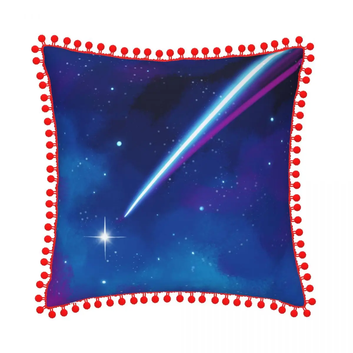 

Throw cushion Pillow Cover with Pom-poms Universe Sky Galaxy Star design Throw Pillow Covers