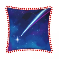 throw cushion pillow cover with pom poms universe sky galaxy star design throw pillow covers