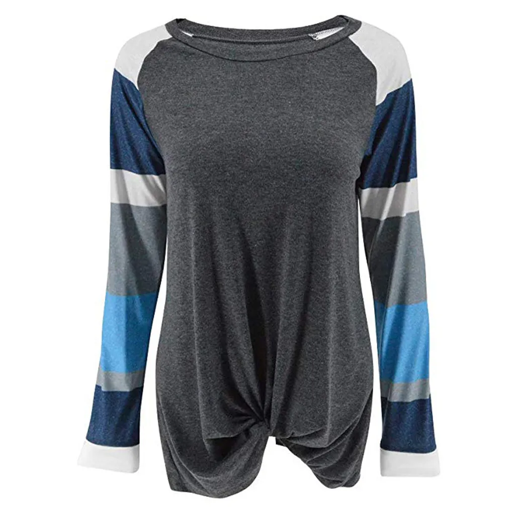 Женский полосатый пуловер с принтом свободные топы свитер Повседневная футболка