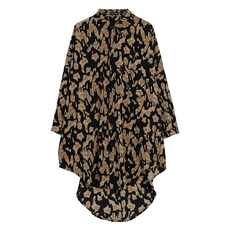 Женская винтажная блузка NYFS однобортная рубашка с леопардовым принтом Свободный