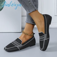 2021 autumn new womens shoes black casual low cut shallow mouth solid color round toe flat heel large size single shoes