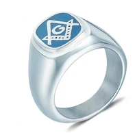 jingyang mens wholesale new arrival rings 2018 unique in steel inox silver masonic blue ring mason masonic rings for men