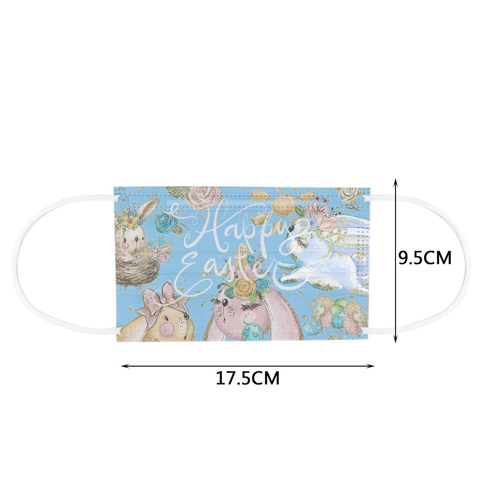 

Adult Easter Bunny Eggs Printing Three Layer Protective Breathable Mask fashion mouth covering mask for mouth Headband