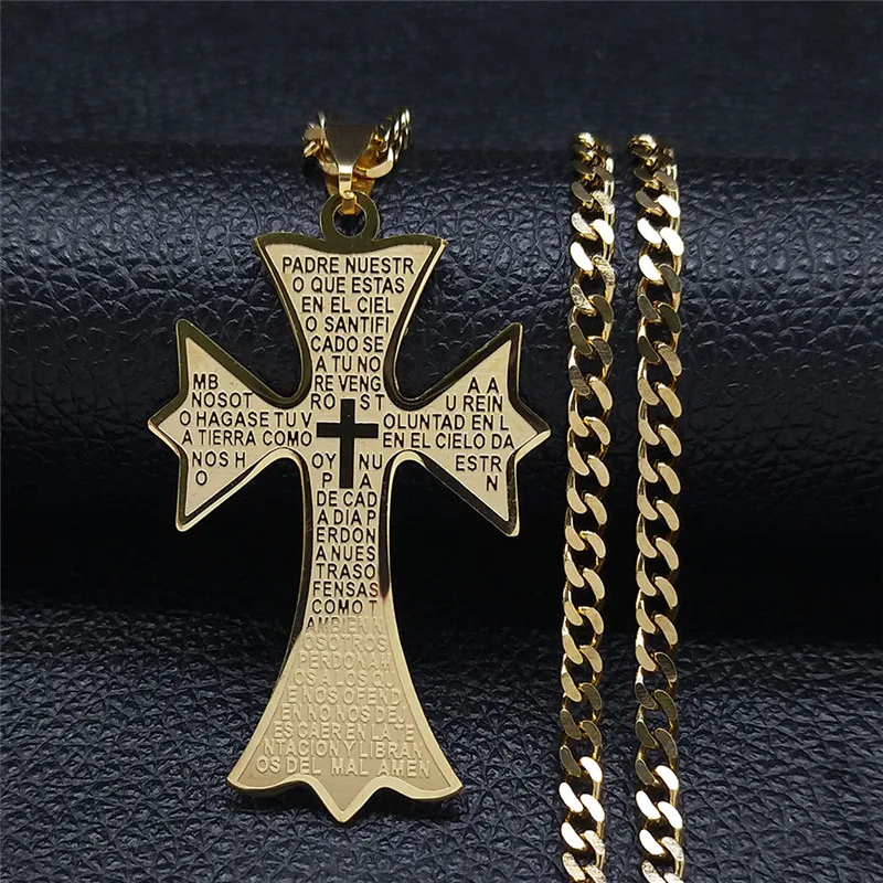 2023 Christian Bible Stainless Steel Cross Chain Necklaces for Women Gold Color Necklaces Jewelry collares mujer NXHLY01S05 – купить по цене $4.64 в aliexpress.com | imall.com