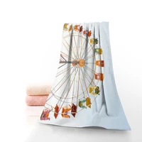 custom ferris wheel bath towel washcloth home textile travel hand face towel microfiber fabric bathroom towels for adults