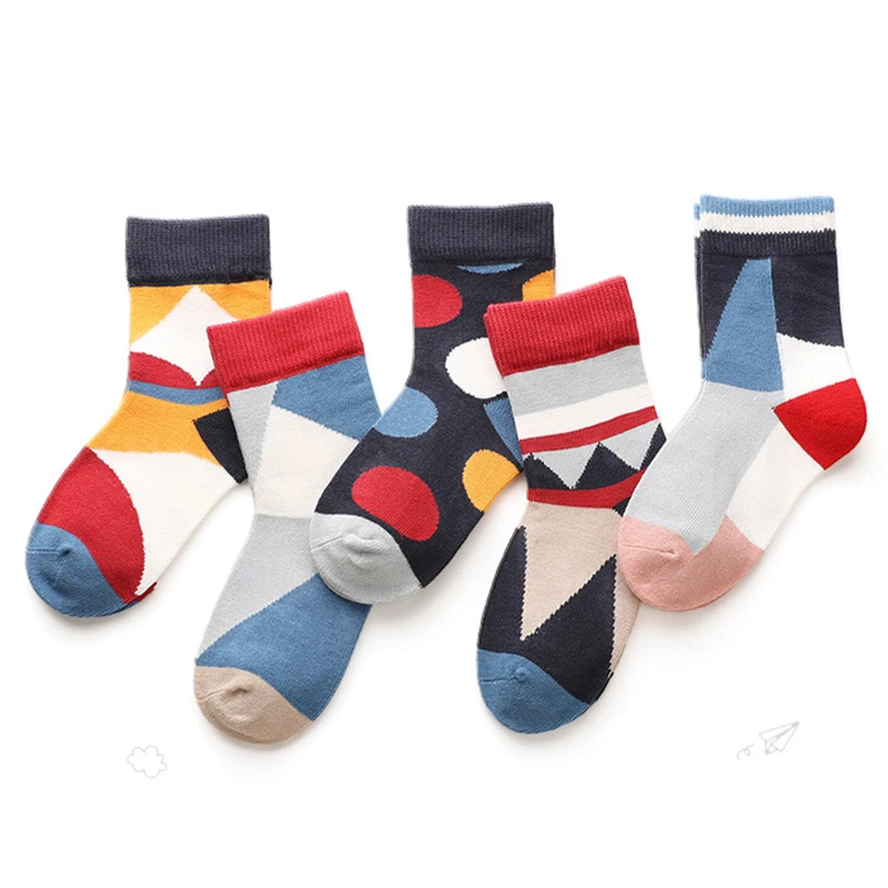 5 пар Детские хлопковые Разноцветные носки в горошек|Носки| |