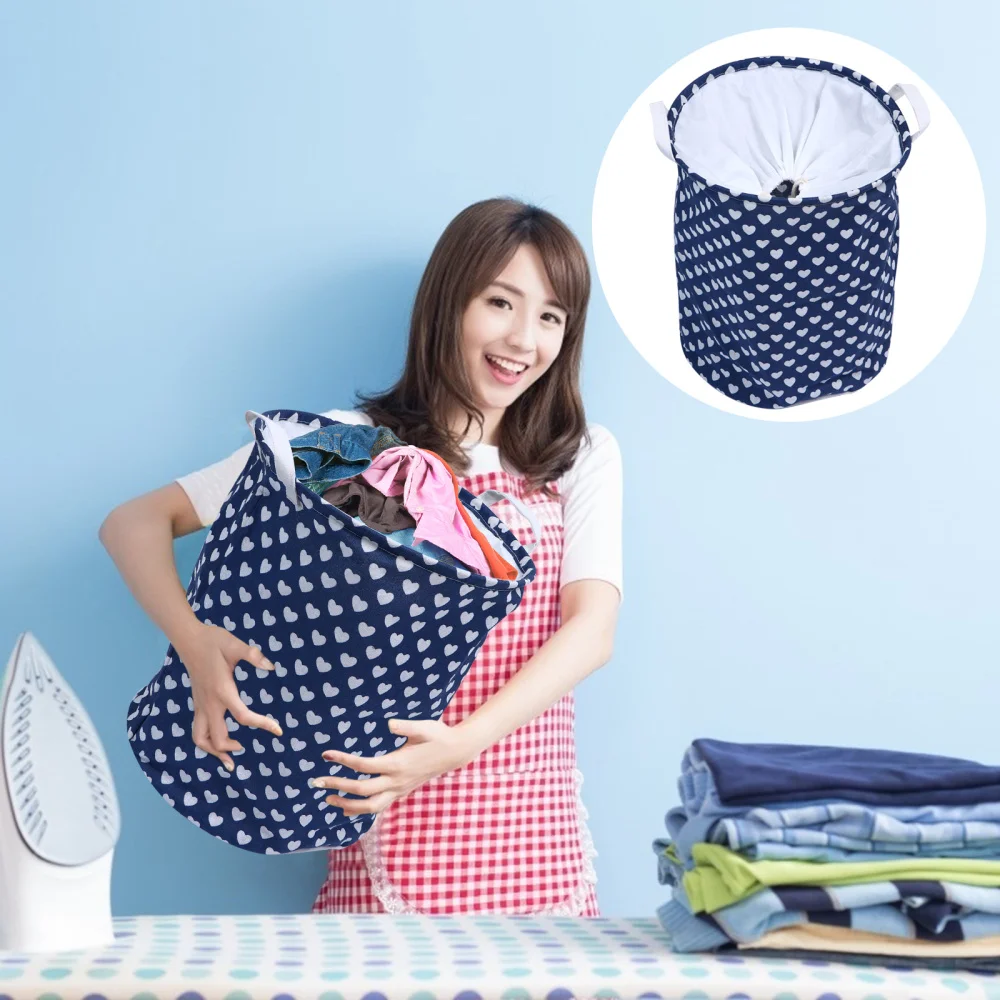 

1pc Practical Durable Foldable Sundries Organizer Drawstring Bucket Laundry Organizer Clothing Bucket for Bedroom