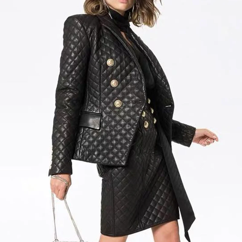 

SISPELL Solid Color Diamond Women's Cotton Jacket Lapel Collar Long Sleeve Patchwork Double Breasted For Female Casual Coats