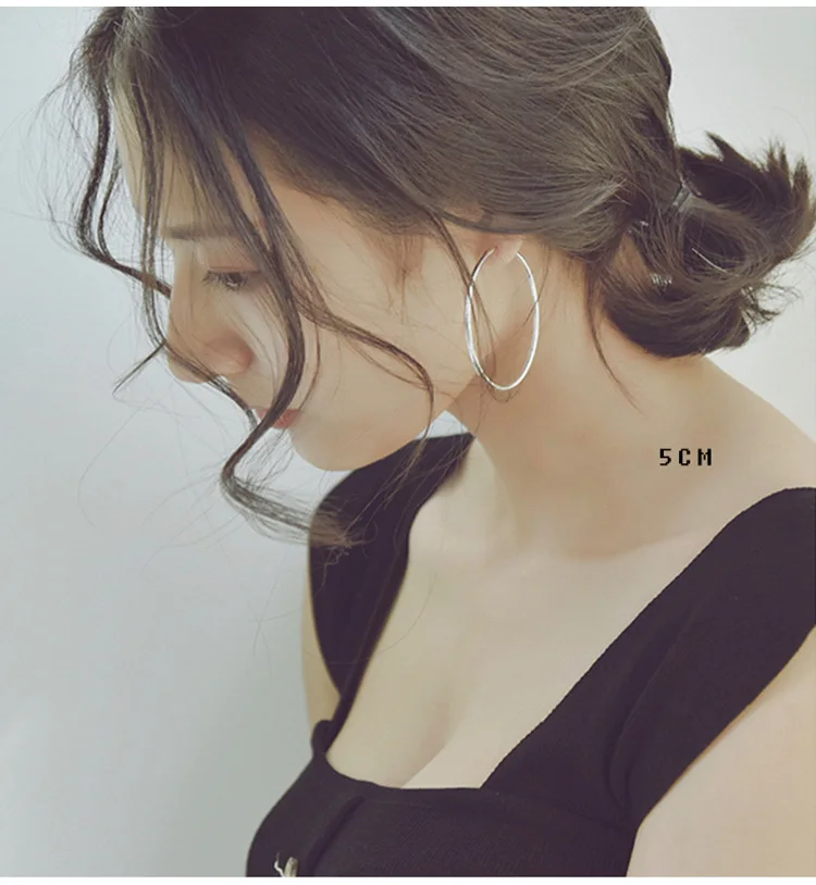 

Big hoop earrings 925 Sterling Silver earrings female ear ring Earring Round the ear ring hoops Round earrings 50mm/60mm/70mm