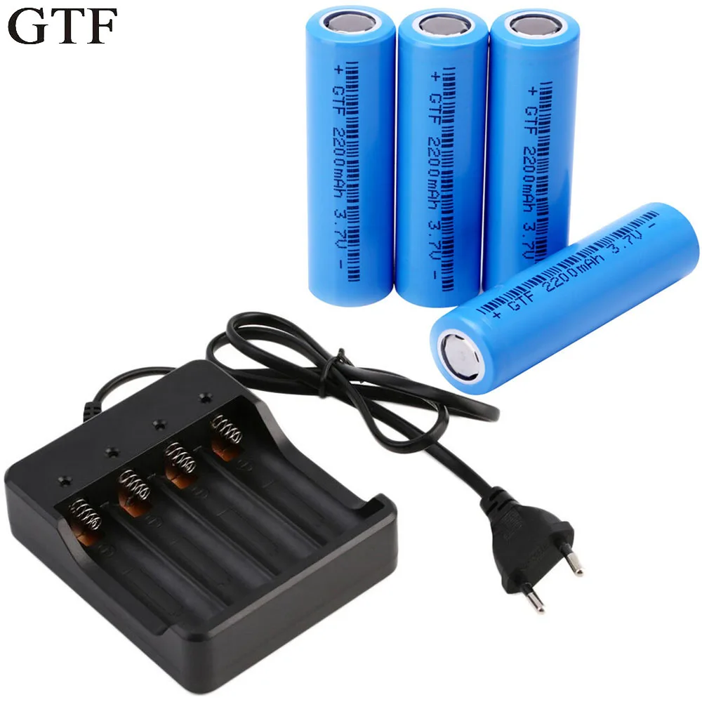 

GTF Ncr18650 4 pcs 100% Original real battery capacity 2200 mah 3,7 v Rechargeable Li-Ion Rechargeable for Panasonic E + 1 pc ba