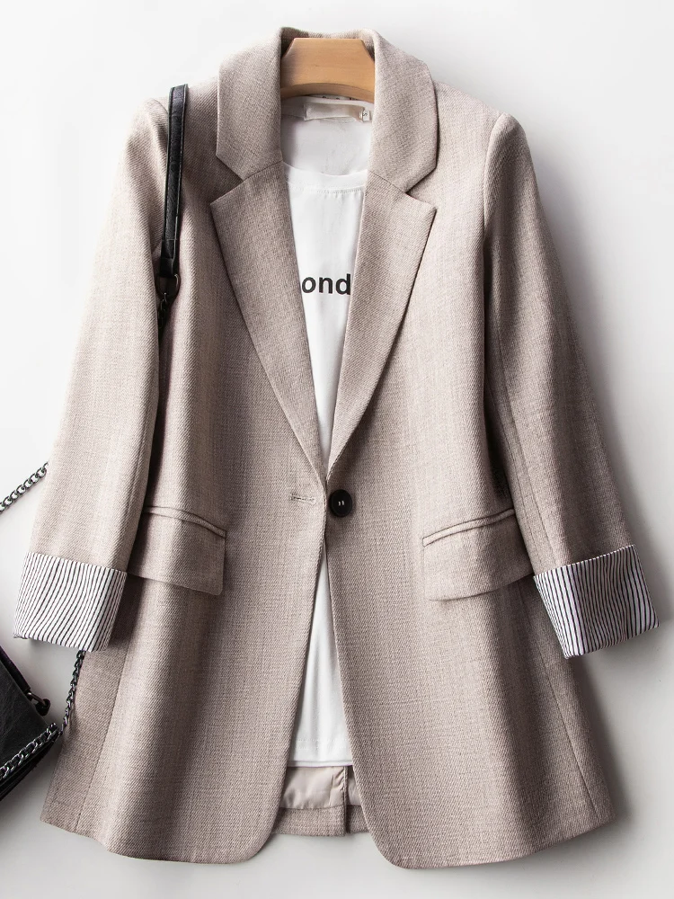 

Small suit jacket women's thin loose large size plaid spring and autumn temperament tops 2021 new casual suits