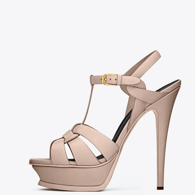 Коричневые босоножки на шпильке платформе обувь из лакированной кожи высоком