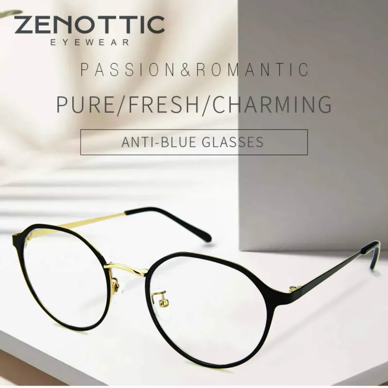 

Очки женские ZENOTTIC, круглые светильник с защитой от синего света, в стиле ретро, для близорукости, для компьютерных игр
