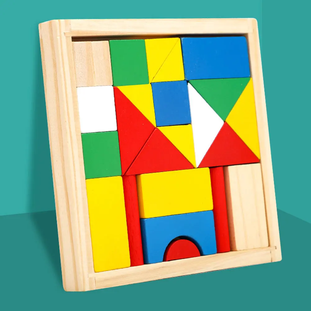

Stacking Wooden Block Kids Tangram Pattern Blocks Brain Teaser Toy Educational Toy For Toddlers Kids Preschool Children