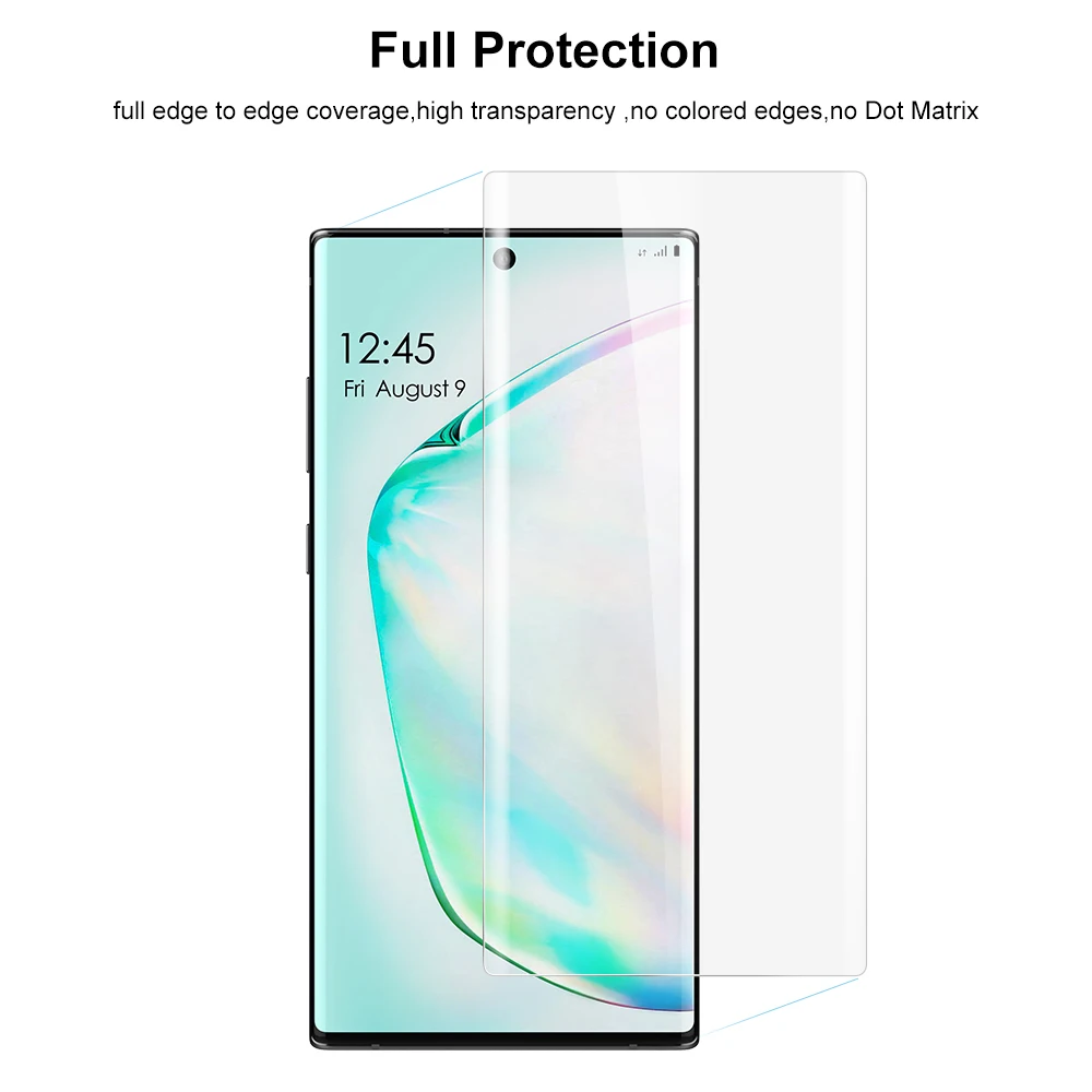 full glue nano liquid uv tempered glass for samsung galaxy note 10 uv screen protector for galaxy note10 plus curved glass free global shipping