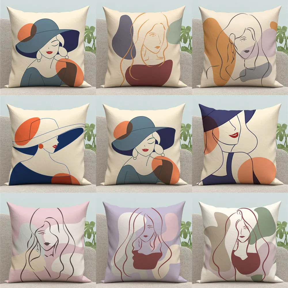 

Cushion Cover Pillow Creative Abstract Art streak Face Pillowcase Sofa bedroom Decor Throw Pillows for Home Car Decorative