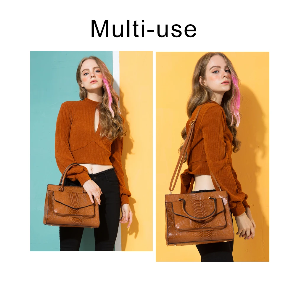 Herald Fashion Serpentine Women Top-handle Bag Female Leather Shoulder Causal Totes High Quality Vintage Ladies' Handbag |