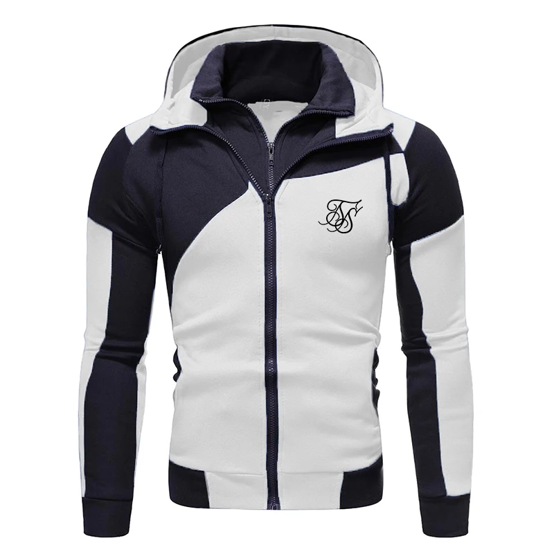 

2021 Spring Autumn New Men SIK Silk Cold Protection Fashion Double Zipper Cardigan Jacket Hoodie Trend Jacket Casual Clothes Top