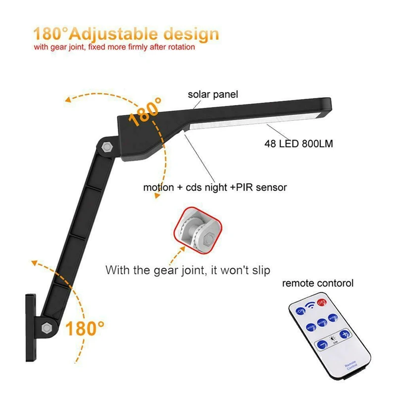48 светодиодный настенный светильник с дистанционным управлением на солнечной