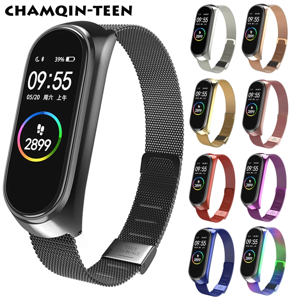 

Сменный металлический ремешок из нержавеющей стали для Xiaomi Miband 4, 3, 5, 6, Mi Band 6