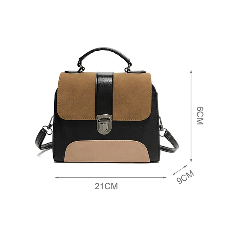 YOUSE Contrast Color Leather Crossbody Bags For Women 2021 Handbag Fashion Vintage Simple Shoulder Messenger Bag Ladies Totes