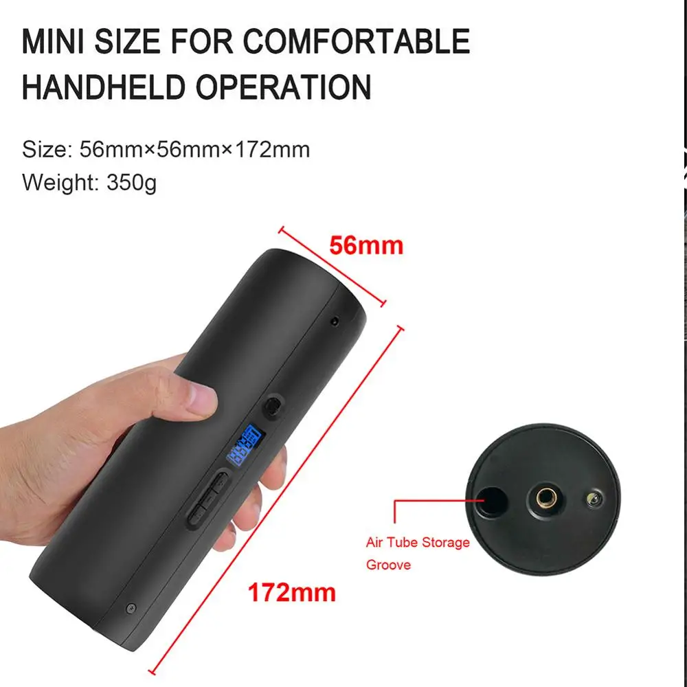 Barato Compresor De Aire Portátil Recargable, Bomba De Inflado De Neumáticos, 12V, CC, Con Pantalla LCD Digital, Luz LED De Emergencia, 150PSI