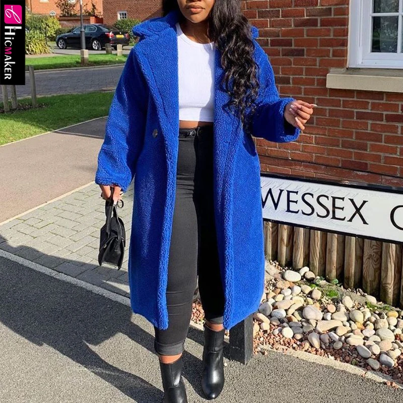 Женское однобортное теплое пальто с отложным воротником и длинным рукавом