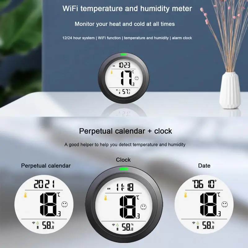 

Tuya Smart Temperature And Humidity Detector WiFi Bluetooth-compatible Comfort Clock Light Alarm Smart Life App Control For Home