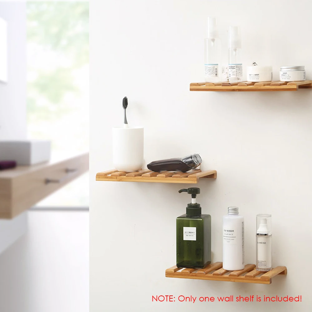 

Edge Floating Shelve Floating Shelf Bracket Wall Ledge Bamboo Storage Rack Wall Decor